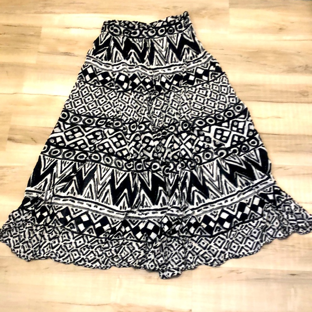 Tribal Print Front Slit Wide Leg Pants